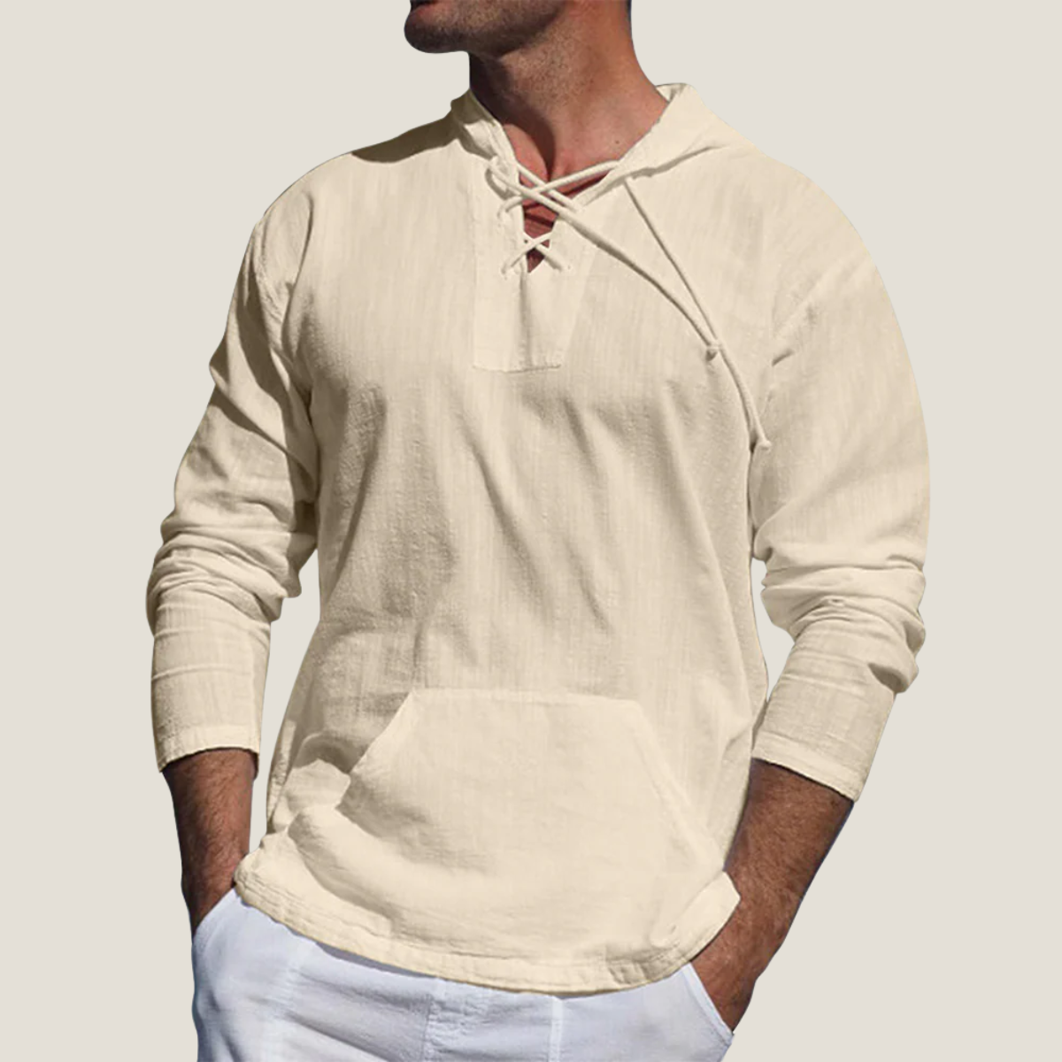 Heren Pullover Met Capuchon En V-hals Casual Stijl 1