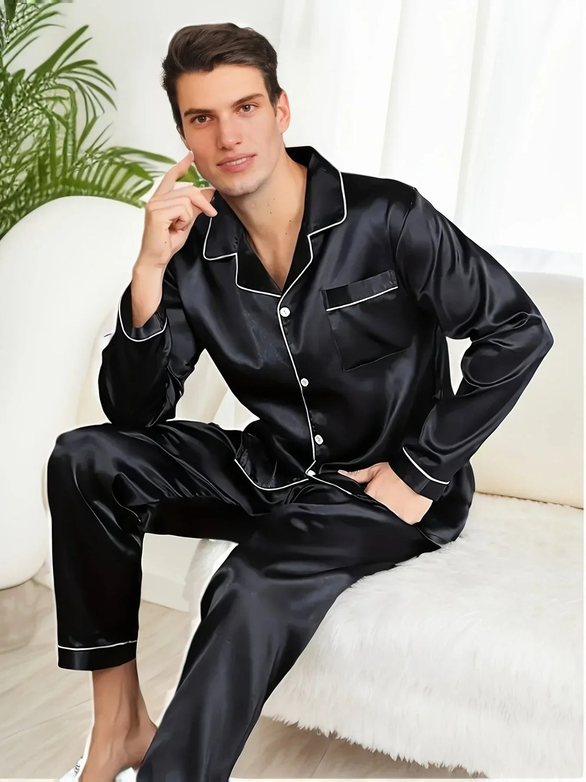 Heren Pyjama Set Stijlvol en Comfortabel voor Ontspannen Nachten 4