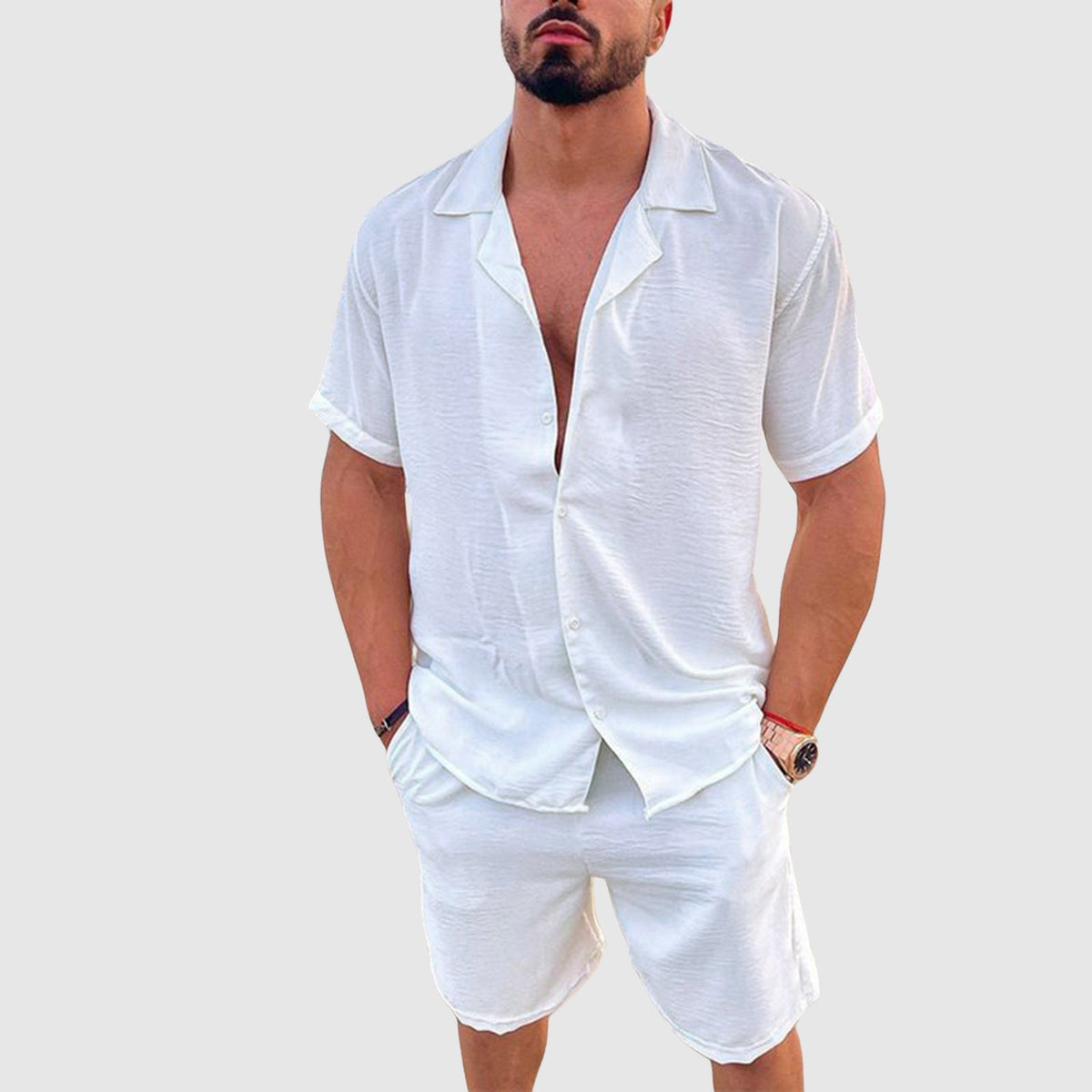Heren Resort Set Korte Mouwen Casual 3