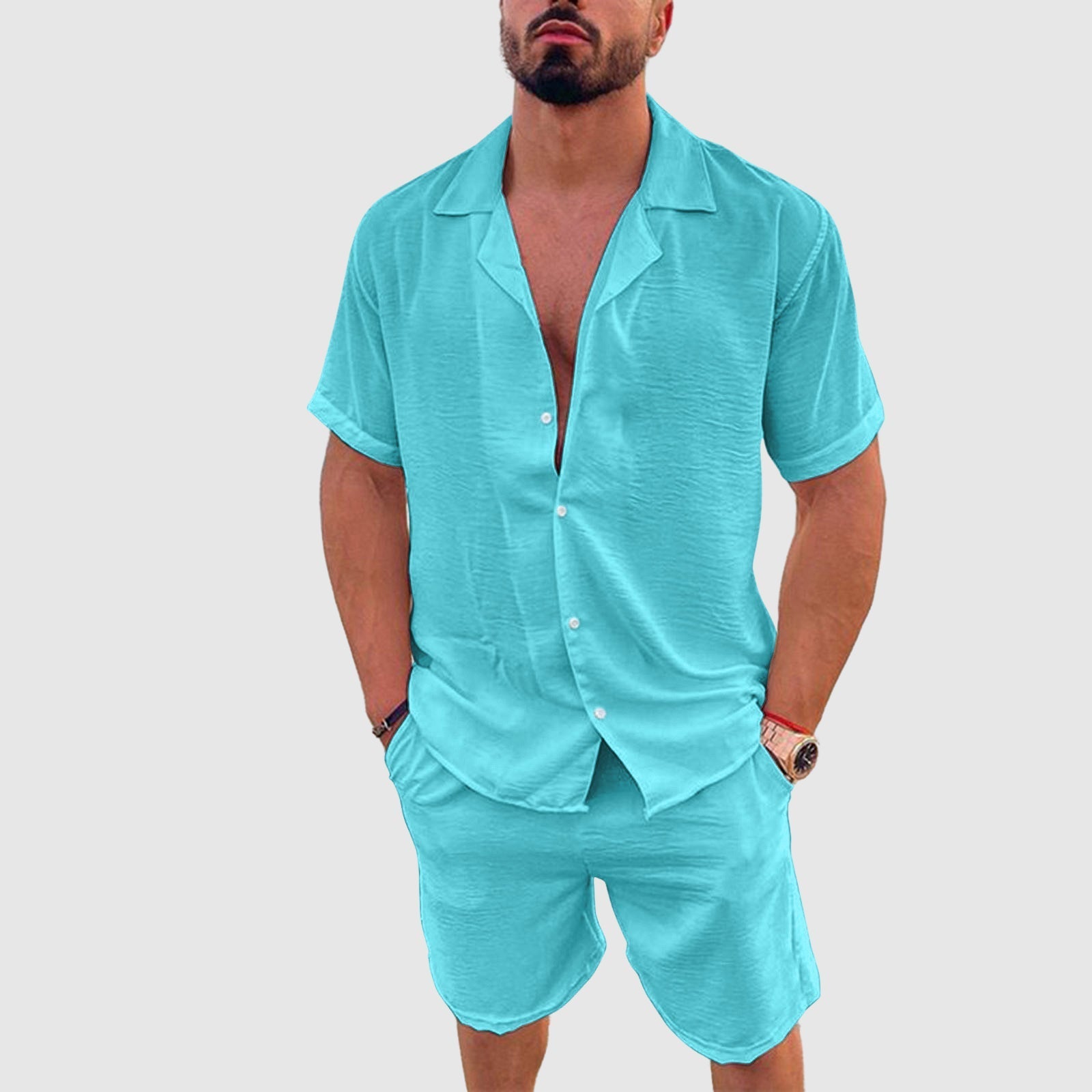 Heren Resort Set Korte Mouwen Casual 4