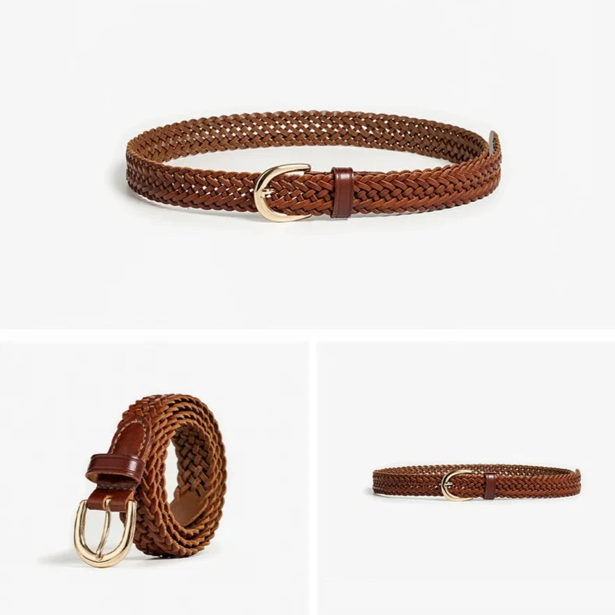 Heren Riem Gevlochten Met Gouden Hardware 8