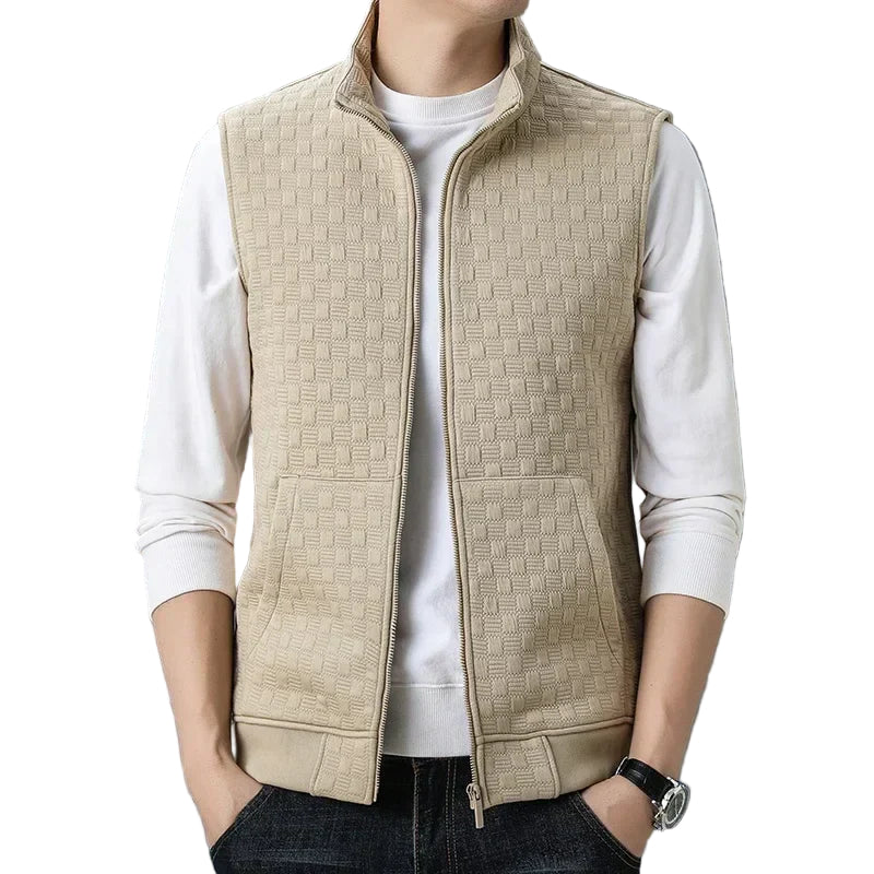 Heren Ritsvest Met Textuur en Diepe Zakken 0
