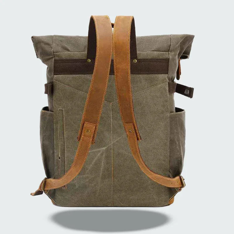 Heren Rugzak Roll Top Vintage Stijl 5