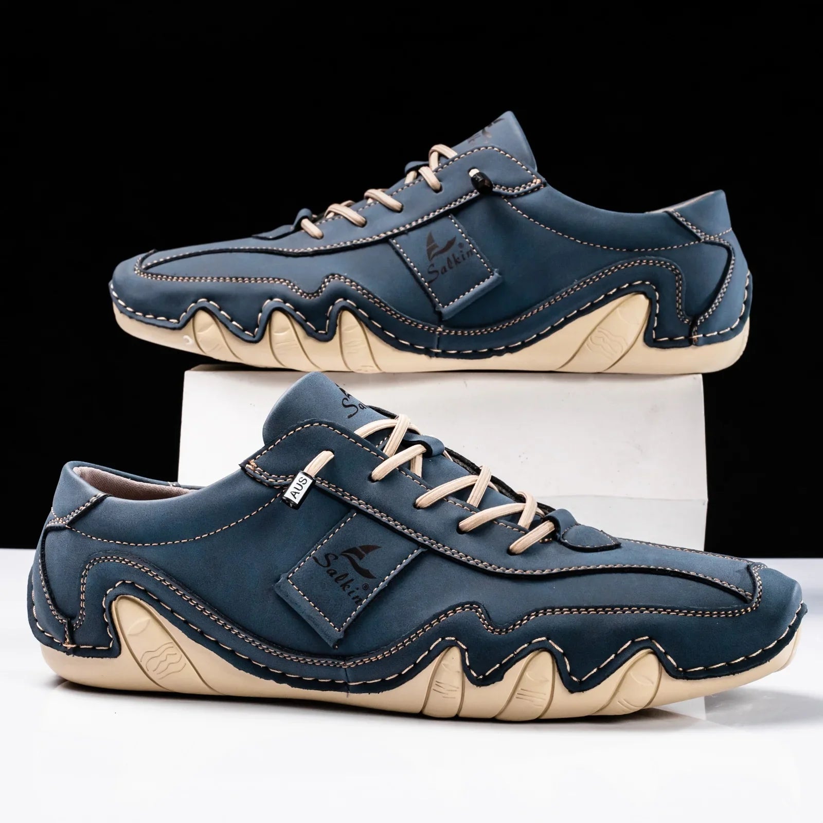 Heren Schoenen Lage Veterschoenen met Contrasterende Stiksels 4