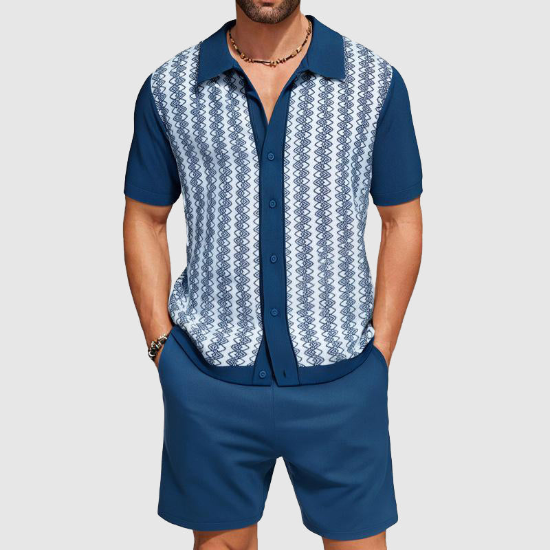 Heren Set Korte Mouwen Geometrisch Patroon Casual 3
