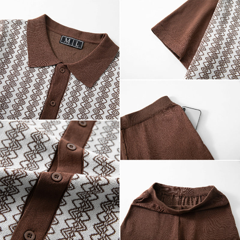 Heren Set Korte Mouwen Geometrisch Patroon Casual 5