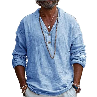 Heren Shirt Casual V-hals Lichtgewicht Relaxed Pasvorm 0