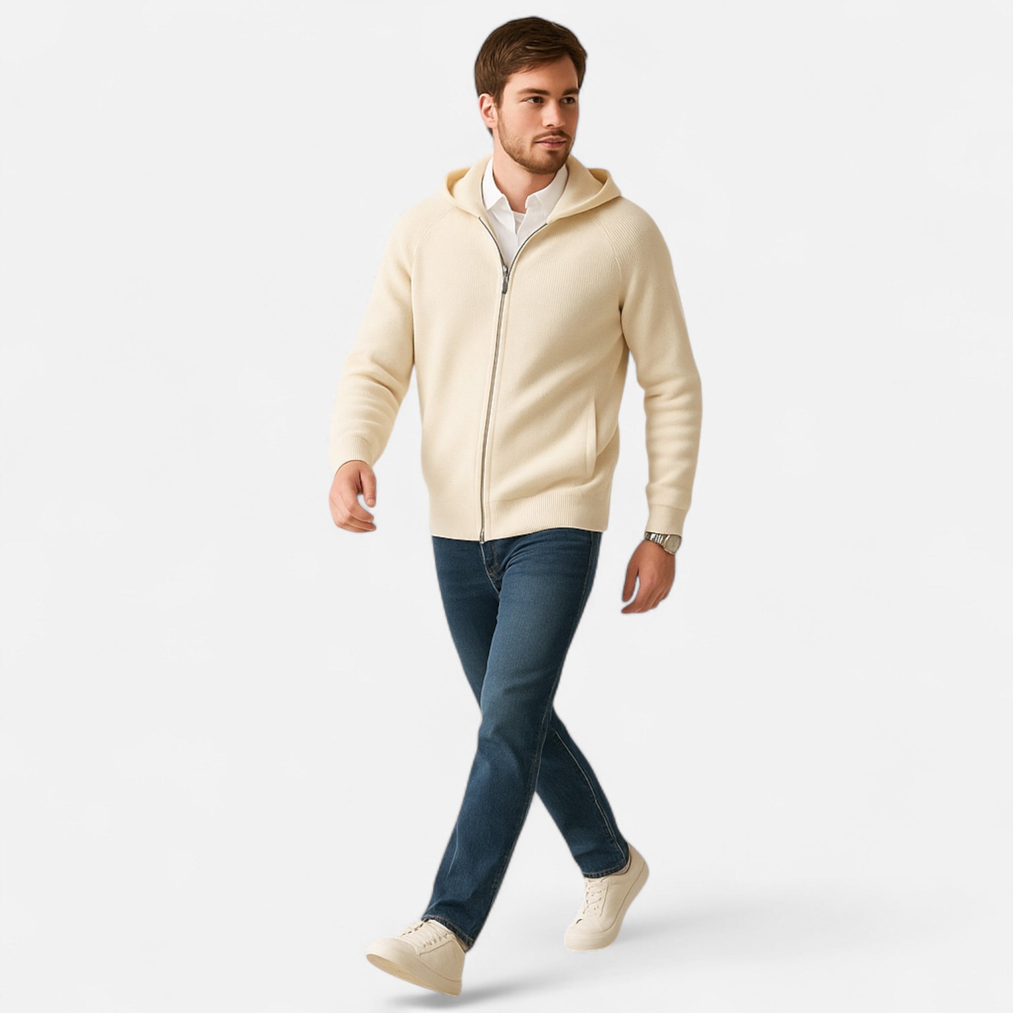 Heren Shirt Kap Met Rits Casual Luxe 1