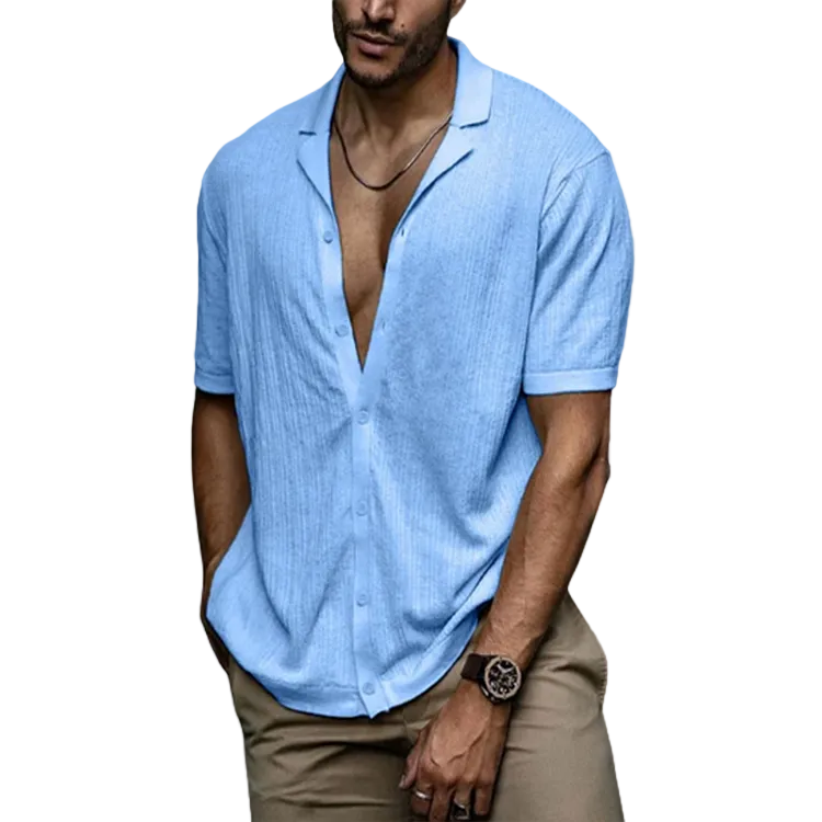 Heren Shirt Met Button-Down Kraag Voor Zomer Casual Stijl 1