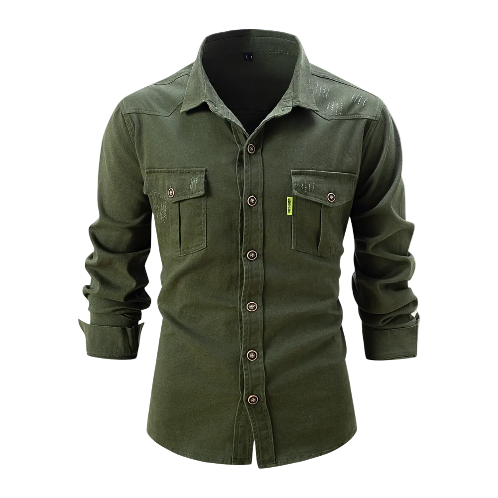 Heren Shirt met Lange Mouwen en Borstzakken 0
