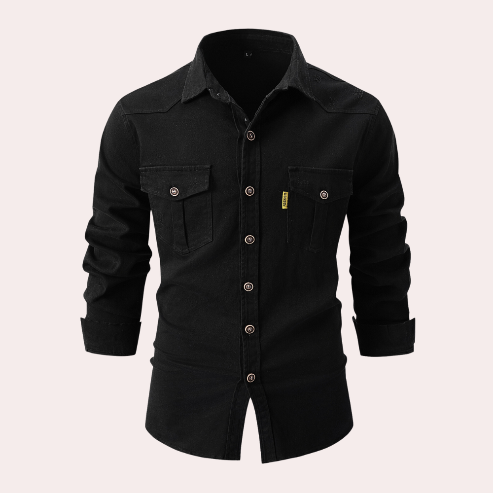 Heren Shirt met Lange Mouwen en Borstzakken 1