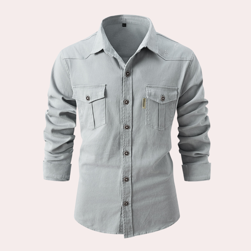 Heren Shirt met Lange Mouwen en Borstzakken 2