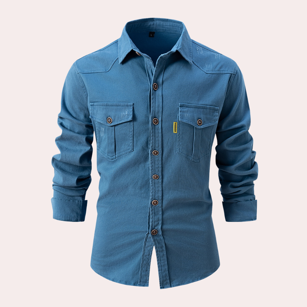 Heren Shirt met Lange Mouwen en Borstzakken 3