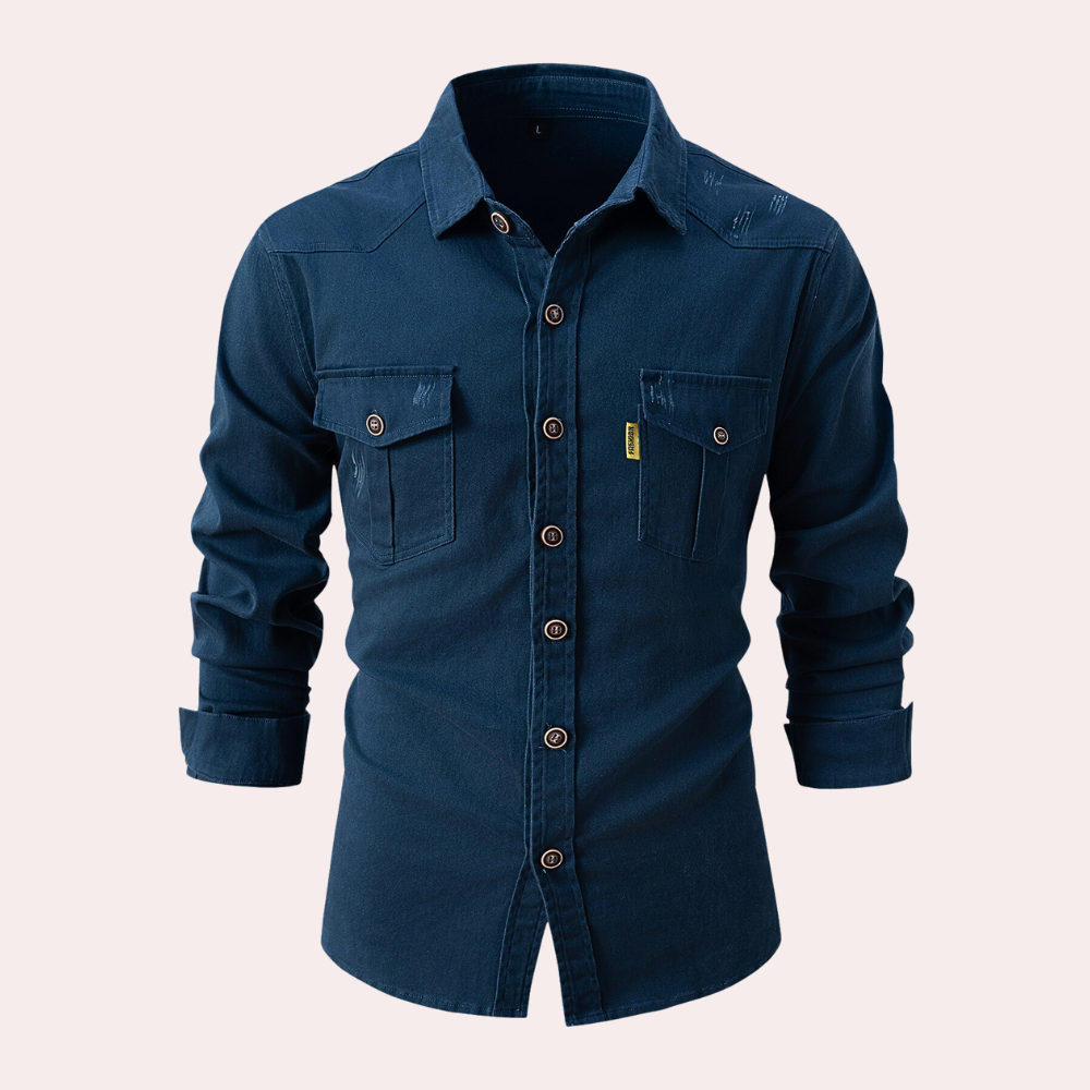 Heren Shirt met Lange Mouwen en Borstzakken 5