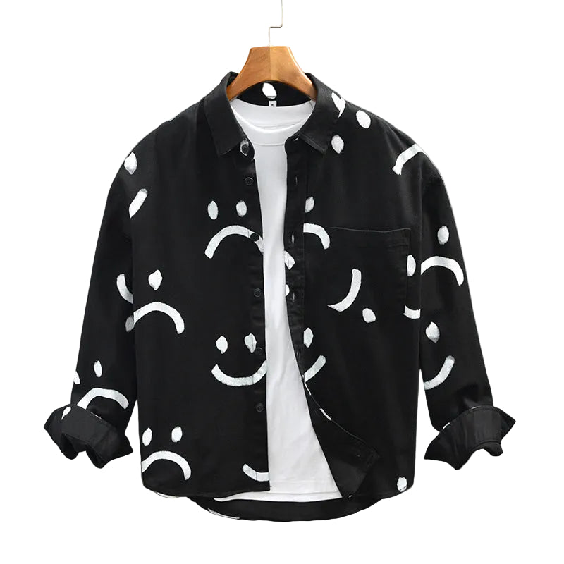 Heren Shirt met Lange Mouwen en Smiley Patroon 1