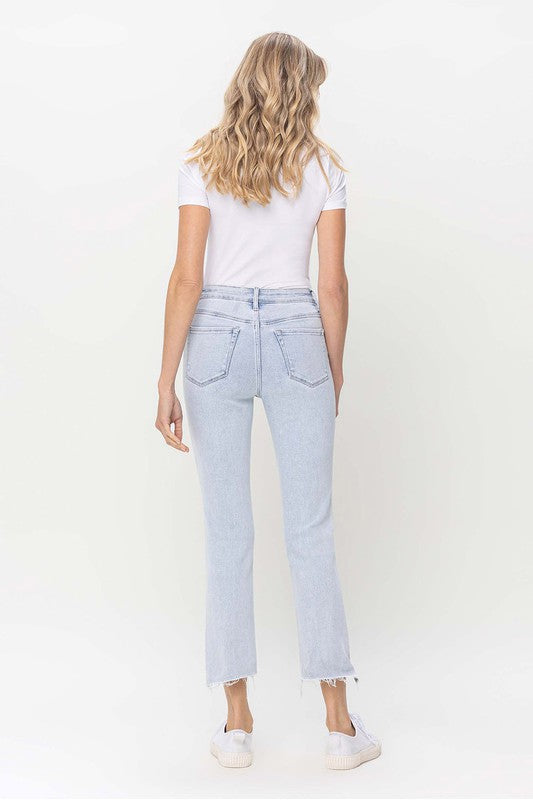 Heren Slim Straight Jeans Hoge Taille Licht Denim 4