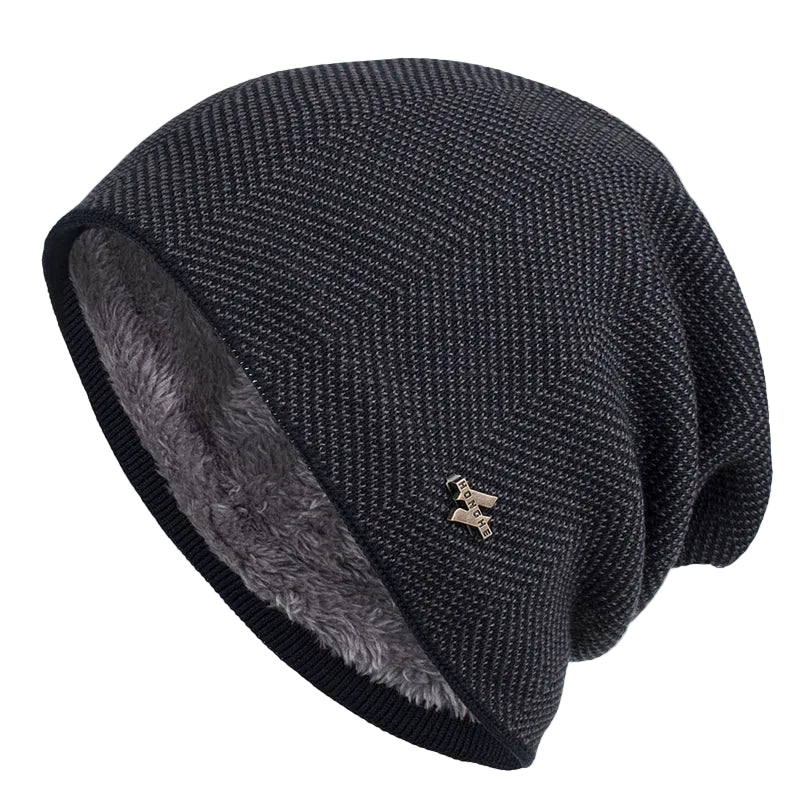 Heren Slouch Beanie Gebreid met Fleece Voering 0