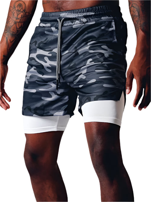 Heren Sport Short 2-in-1 Ademend Polyester Voor Training en Buitensport 0