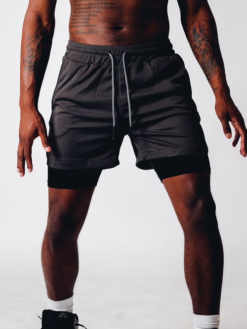 Heren Sport Short 2-in-1 Ademend Polyester Voor Training en Buitensport 1