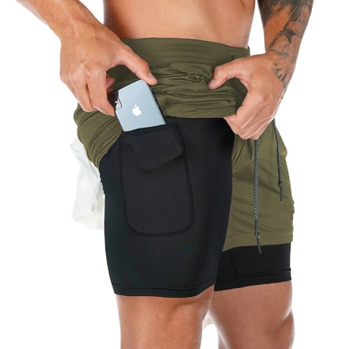 Heren Sport Short 2-in-1 Ademend Polyester Voor Training en Buitensport 2