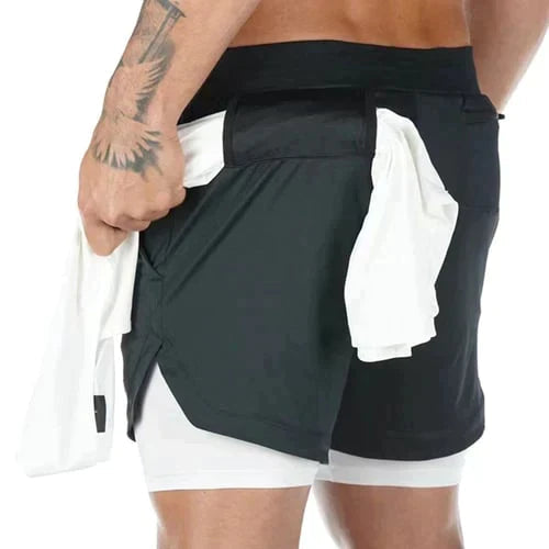 Heren Sport Short 2-in-1 Ademend Polyester Voor Training en Buitensport 4