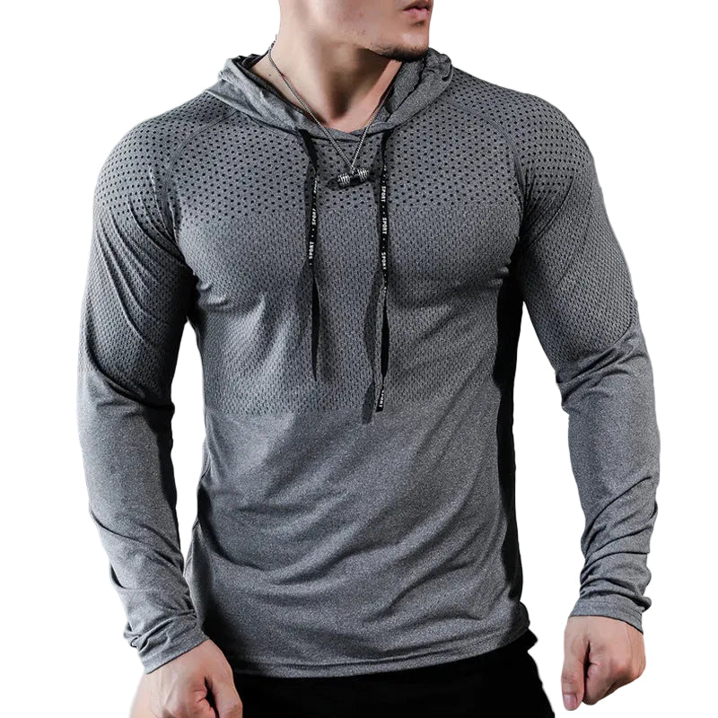 Heren Sportshirt met Capuchon en Ademend Design 0