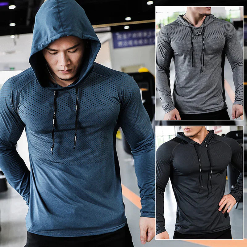 Heren Sportshirt met Capuchon en Ademend Design 3