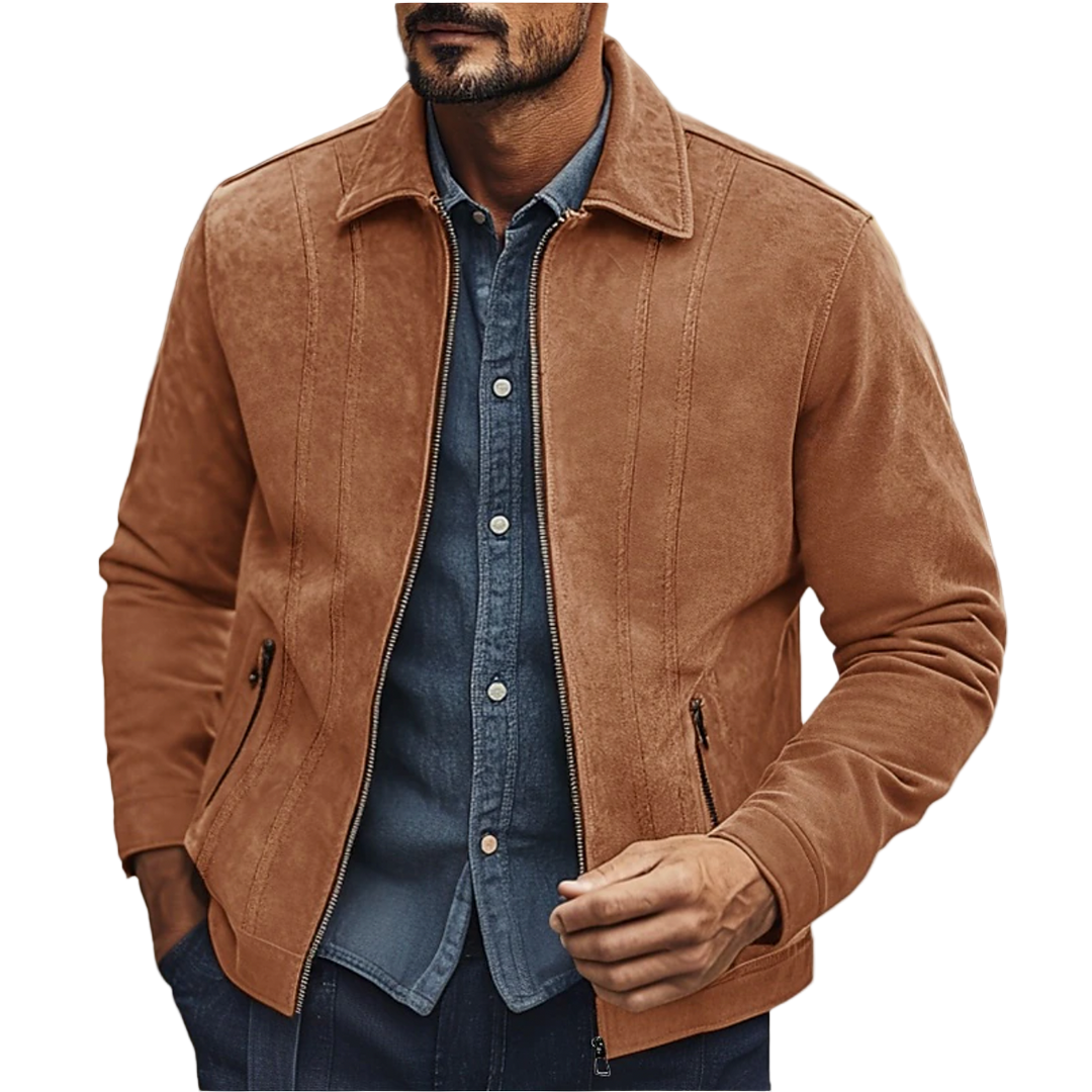 Heren Suede Jas met Uniek Ontwerp 0