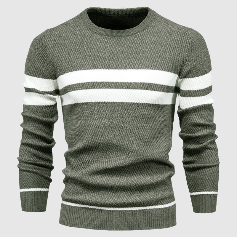 Heren Sweater Met Streepdesign Casual Ronde Hals 2