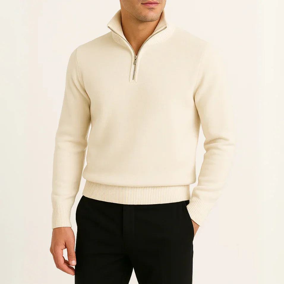 Heren Sweater met Halve Rits Marineblauw 5
