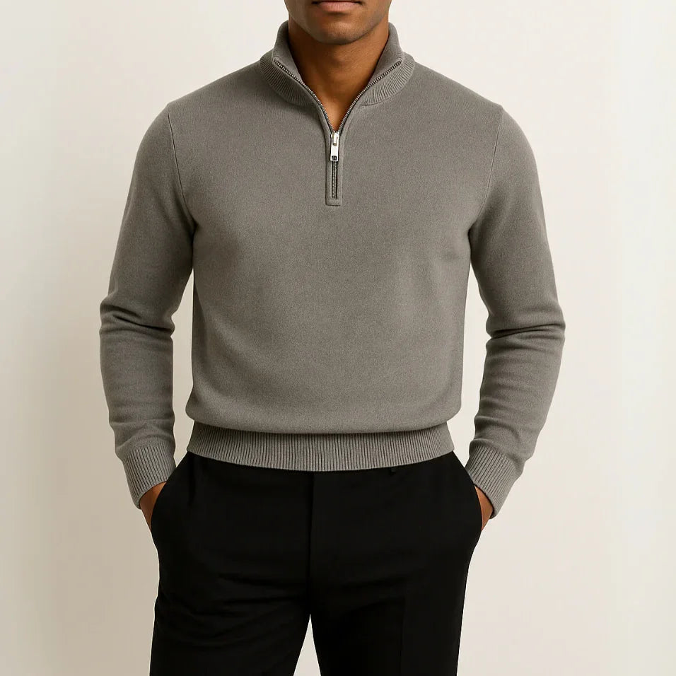Heren Sweater met Halve Rits Marineblauw 6