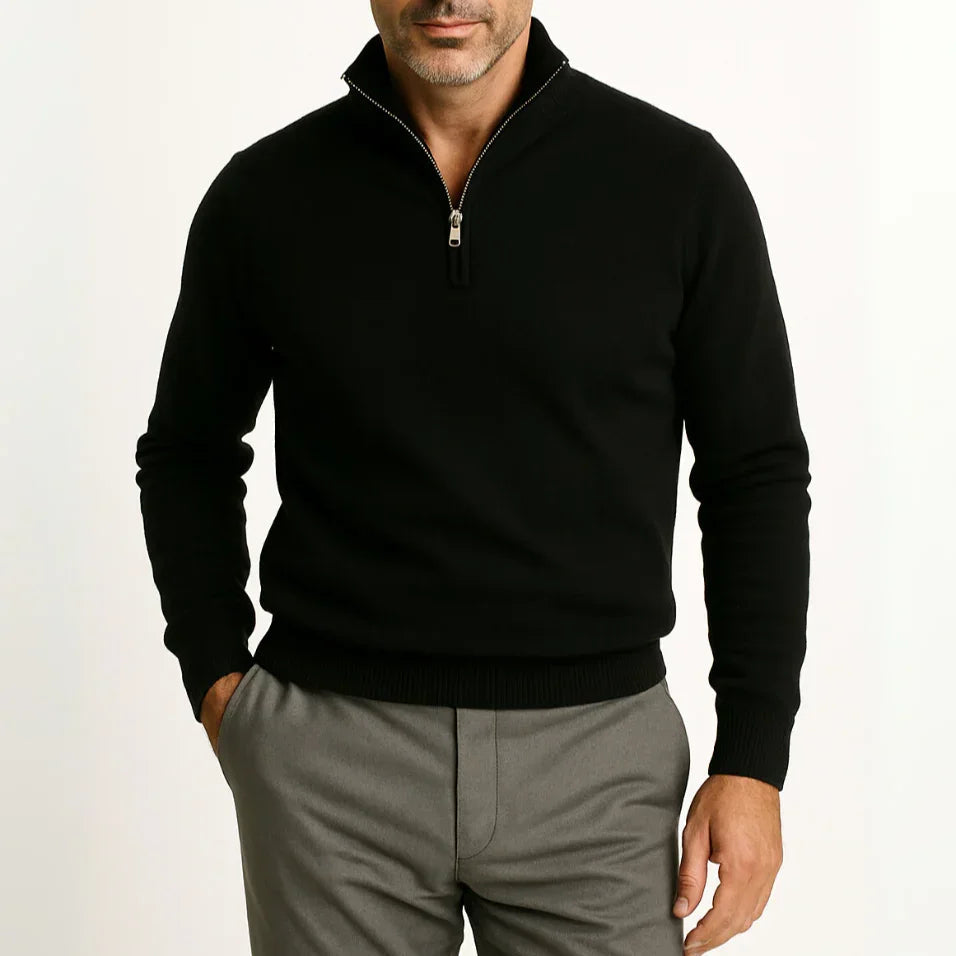 Heren Sweater met Halve Rits Marineblauw 8