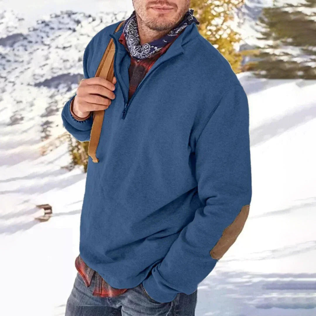 Heren Sweater met Halve Rits en Elleboogstukken 4