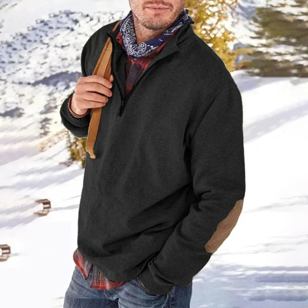 Heren Sweater met Halve Rits en Elleboogstukken 5