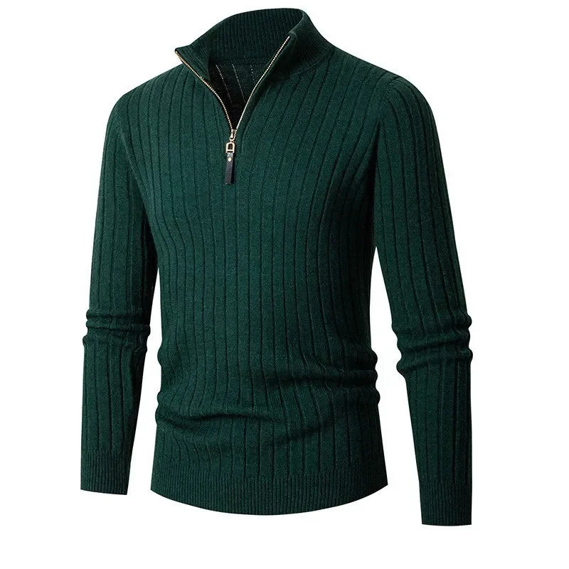 Heren Sweater met Halve Rits en Hoge Kraag 9