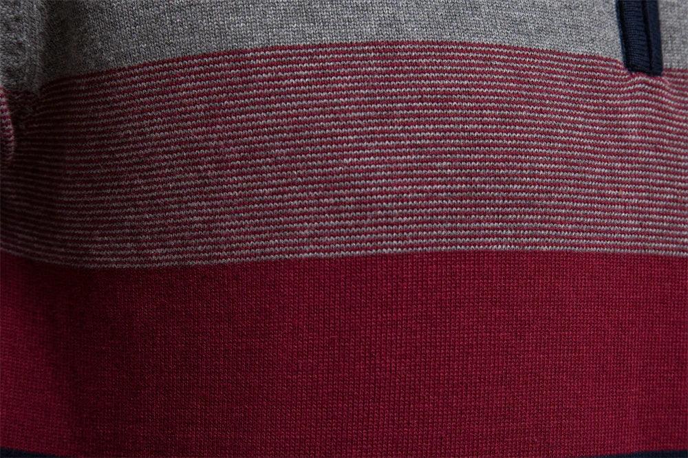 Heren Sweater met Kwartrits en Gestreept Ontwerp 7