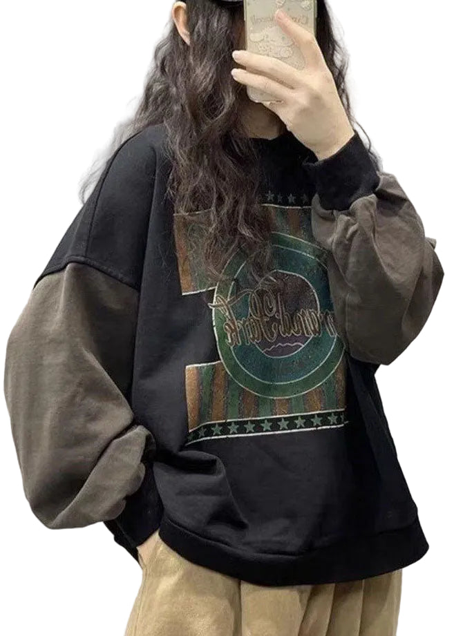 Heren Sweatshirt met Zwarte Print Casual Stijl 0