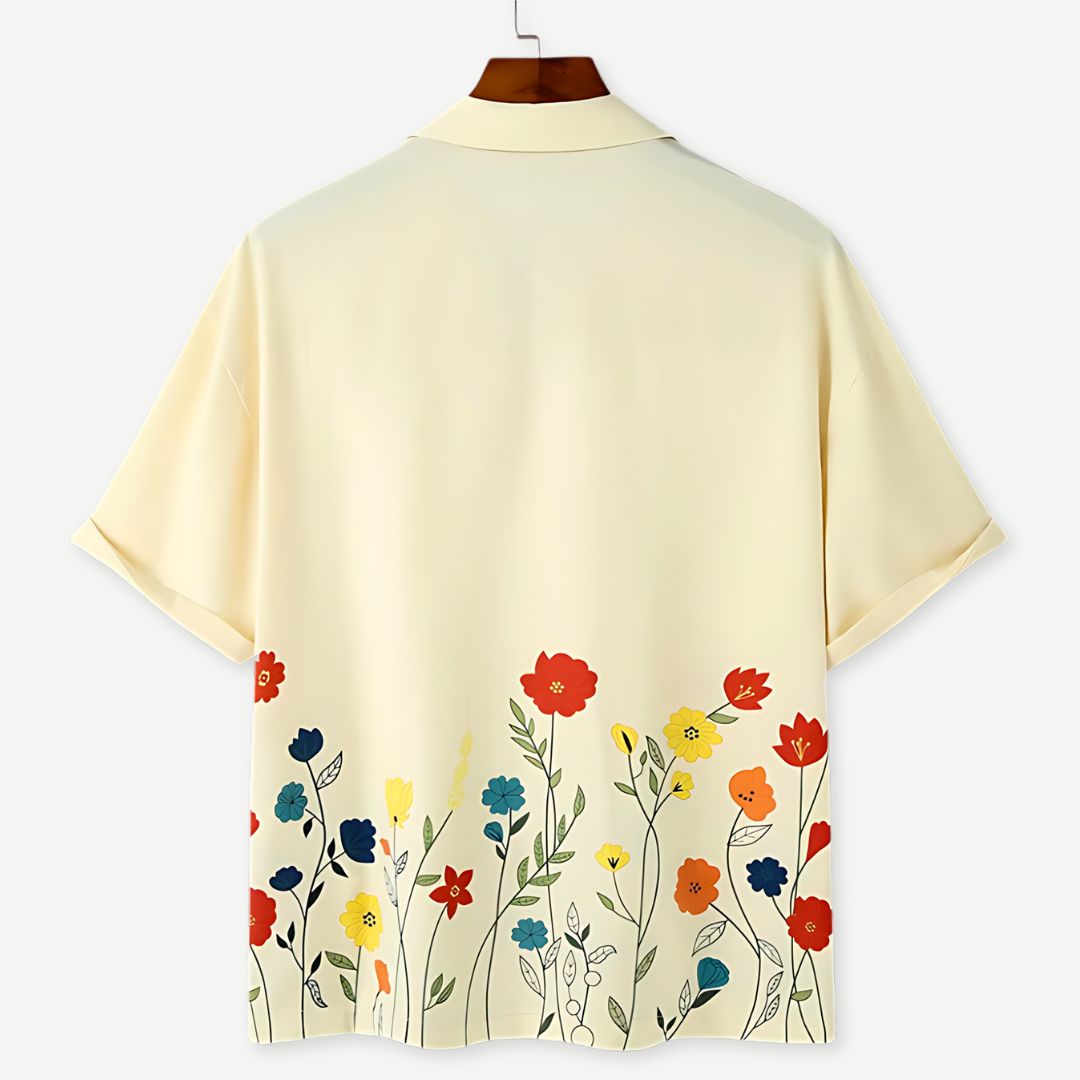 Heren T-Shirt Bloemenprint Luchtig Katoen 1