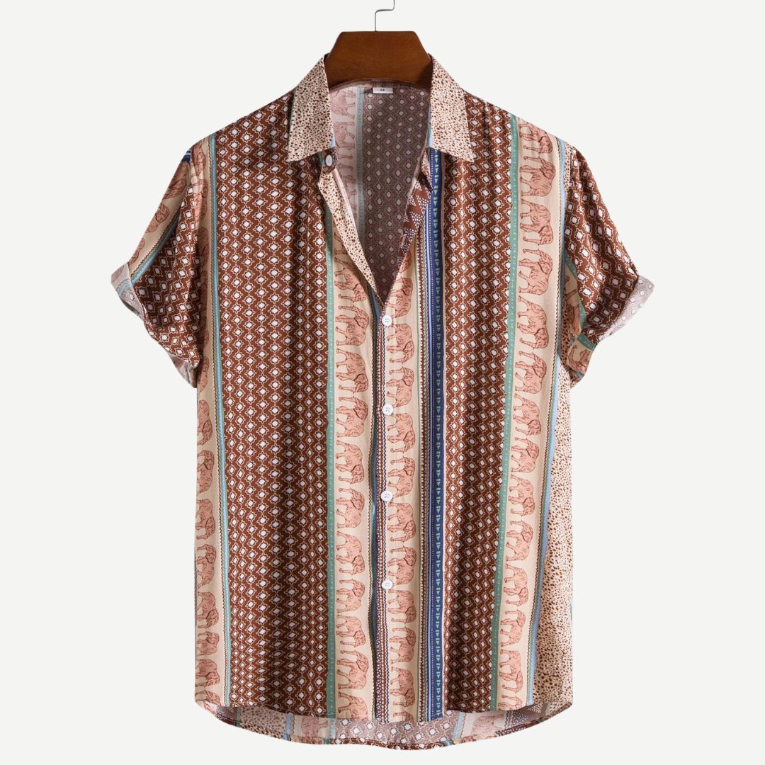 Heren T-Shirt Geometrisch Olifantenprint Lichtgewicht Katoen 4