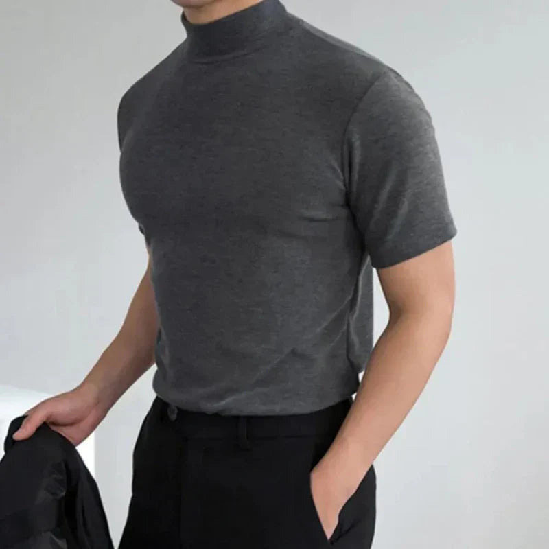 Heren T-shirt Hoge Kraag Casual voor Dagelijks Gebruik 2