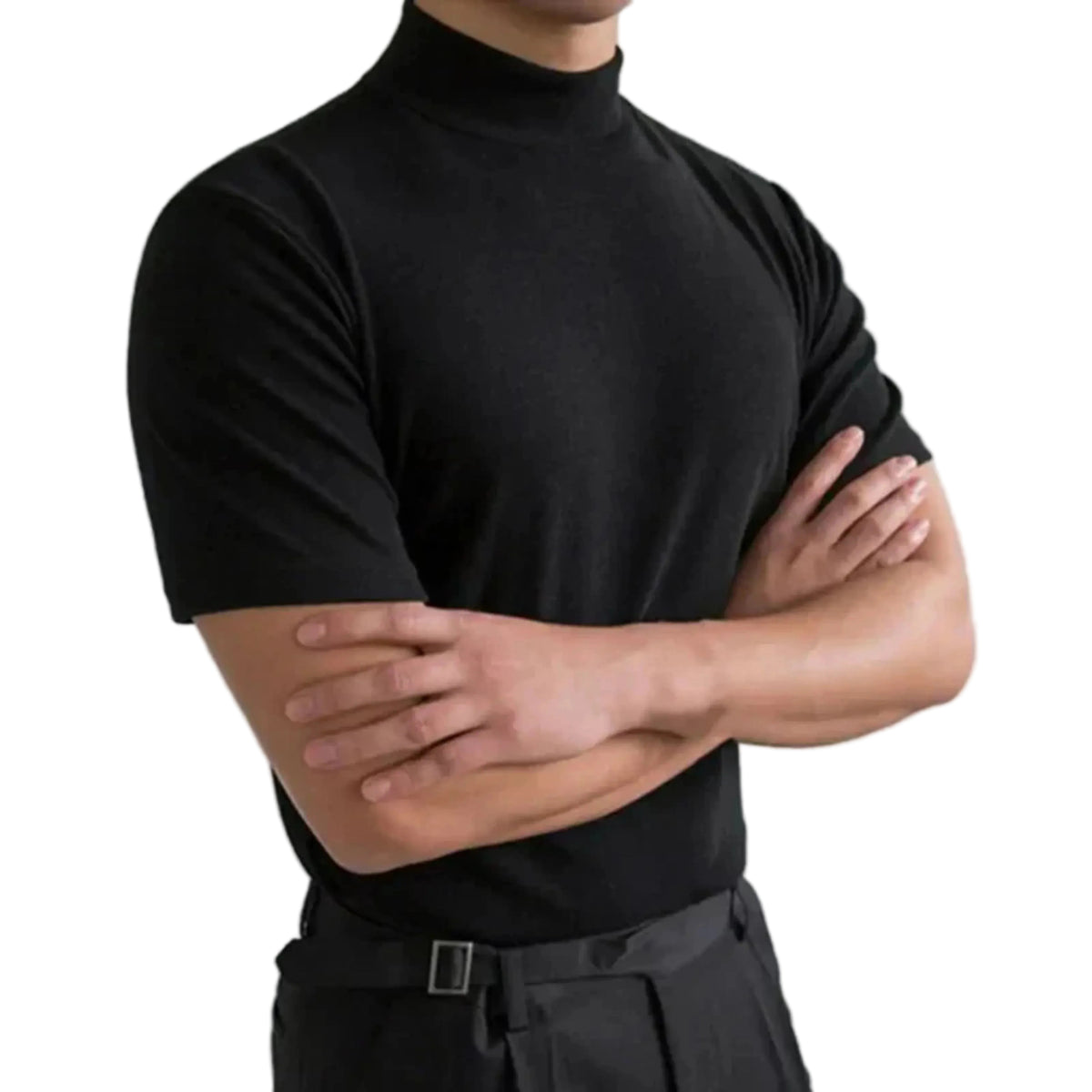 Heren T-shirt met Hoge Kraag Casual 0