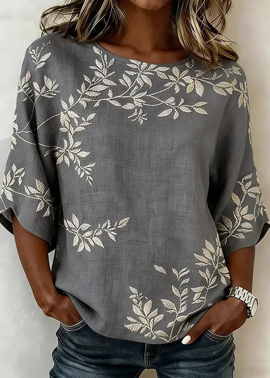Heren T-shirt met O-hals en Print 1