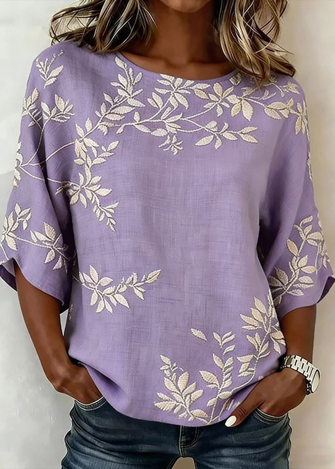 Heren T-shirt met O-hals en Print 3
