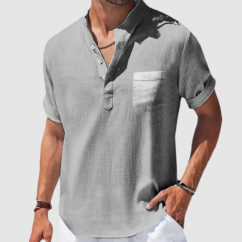 Heren T Shirt Henley Casual Met Korte Mouwen 3