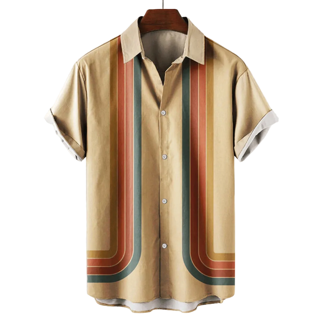 Heren T Shirt Retro Stijl Met Levende Strepen 0