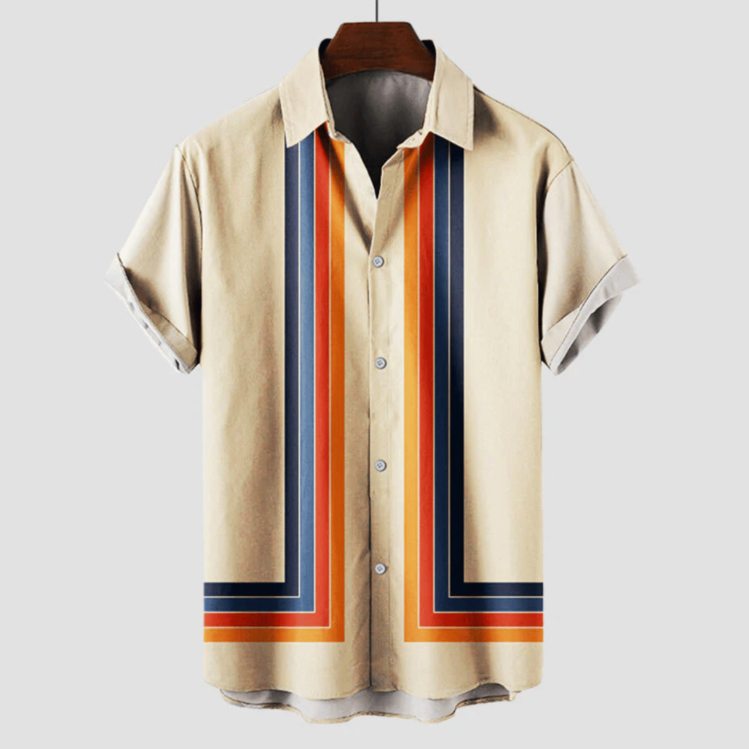 Heren T Shirt Retro Stijl Met Levende Strepen 1