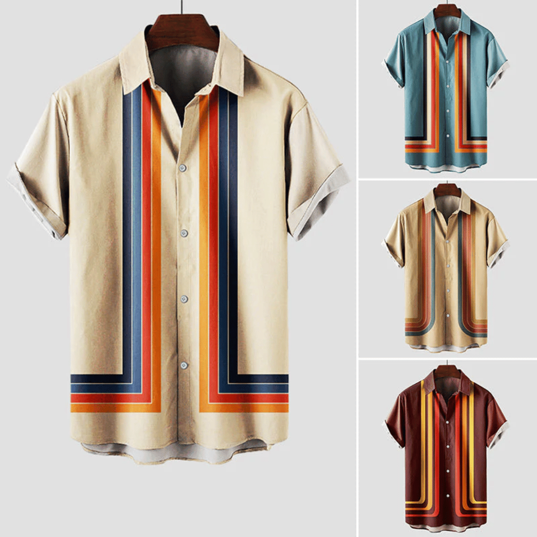 Heren T Shirt Retro Stijl Met Levende Strepen 4