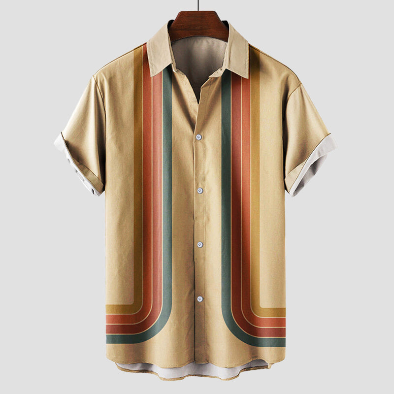 Heren T Shirt Retro Streeppatroon Korte Mouwen 1