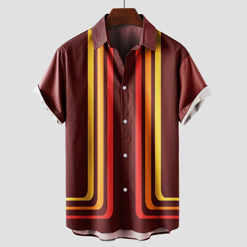 Heren T Shirt Retro Streeppatroon Korte Mouwen 2