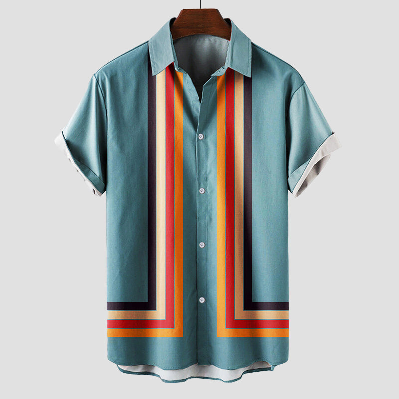 Heren T Shirt Retro Streeppatroon Korte Mouwen 3